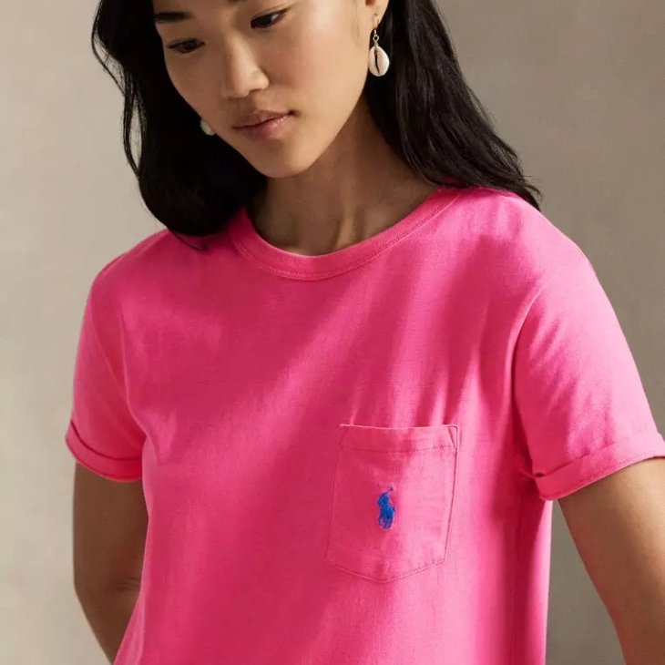 POLO RALPH LAUREN WOMEN COTTON CREWNECK POCKET TEE DRESS