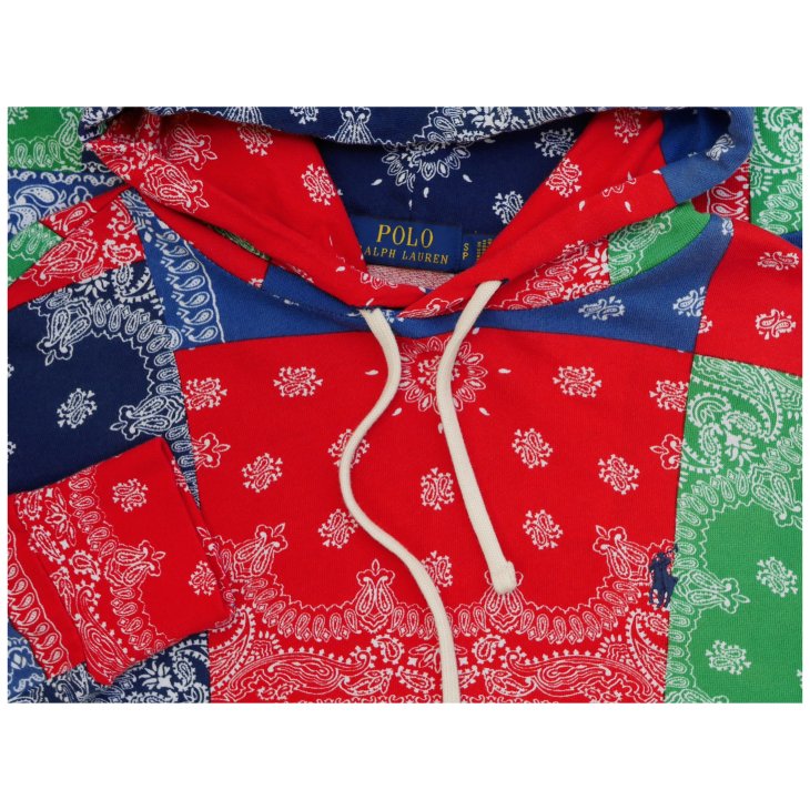 POLO RALPH LAUREN PATCHWORK PRINT SPA TERRY HOODIE