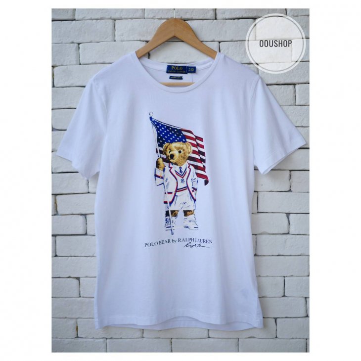 POLO RALPH LAUREN FLAG BEAR COTTON T-SHIRT
