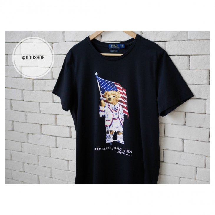 POLO RALPH LAUREN FLAG BEAR COTTON T-SHIRT