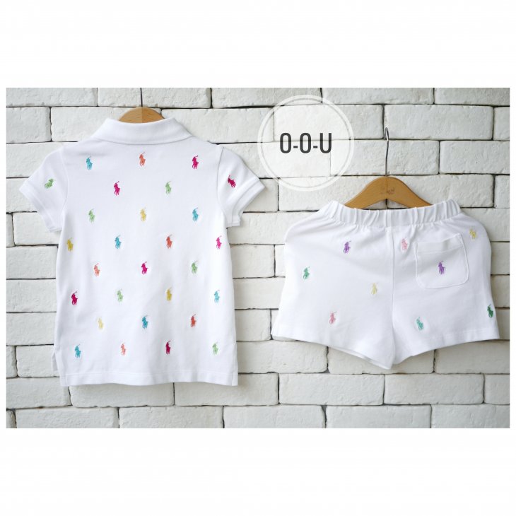 POLO RALPH LAUREN ALLOVER PONY KIDS COTTON MESH POLO SHIRT