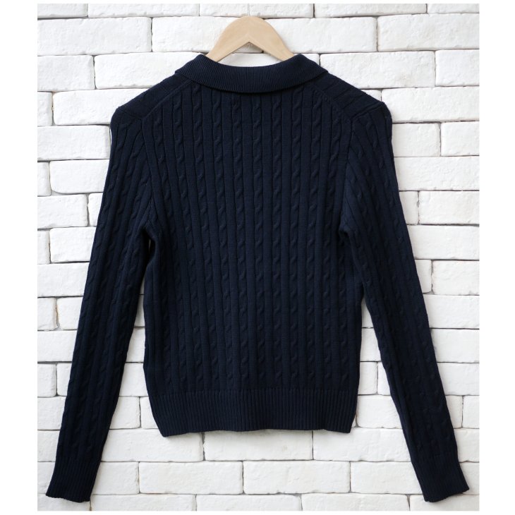 POLO RALPH LAUREN CABLE KNIT COTTON POLO CARDIGAN