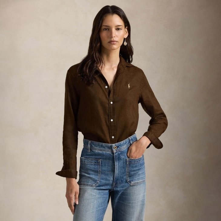 POLO RALPH LAUREN WOMEN CLASSIC FIT LINEN SHIRT