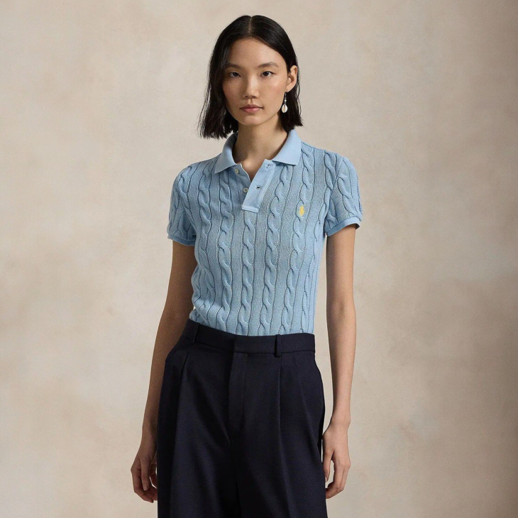 POLO RALPH LAUREN WOMEN CABLE-KNIT POLO SHIRT