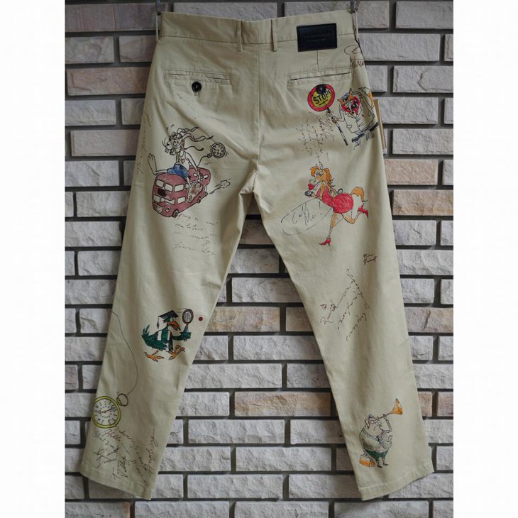 BURBERRY SKETCH PRINT COTTON CROPPED CHINOS