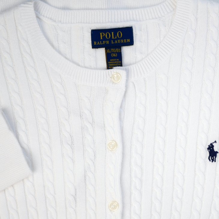POLO RALPH LAUREN GIRLS MINI-CABLE COTTON CARDIGAN