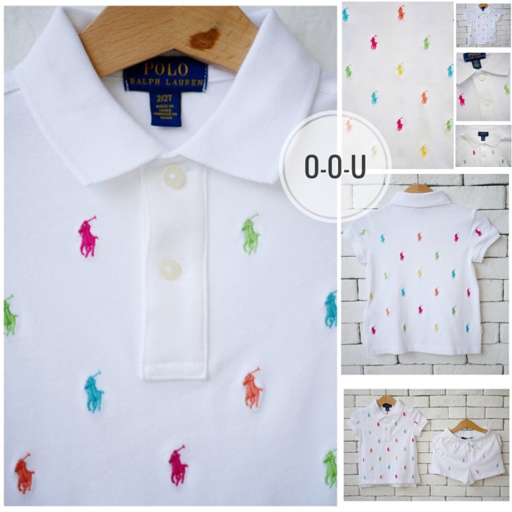POLO RALPH LAUREN ALLOVER PONY KIDS COTTON MESH POLO SHIRT