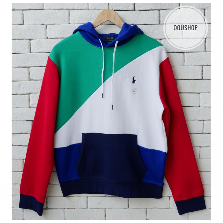 POLO RALPH LAUREN COLOR-BLOCKED DOUBLE-KNIT HOODIE