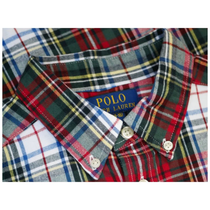 POLO RALPH LAUREN BOYS PLAID BRUSHED COTTON OXFORD SHIRT