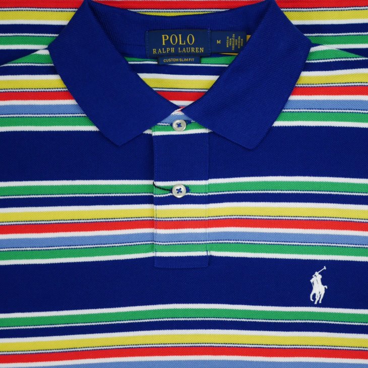 POLO RALPH LAUREN CUSTOM SLIM FIT STRIPED MESH POLO SHIRT