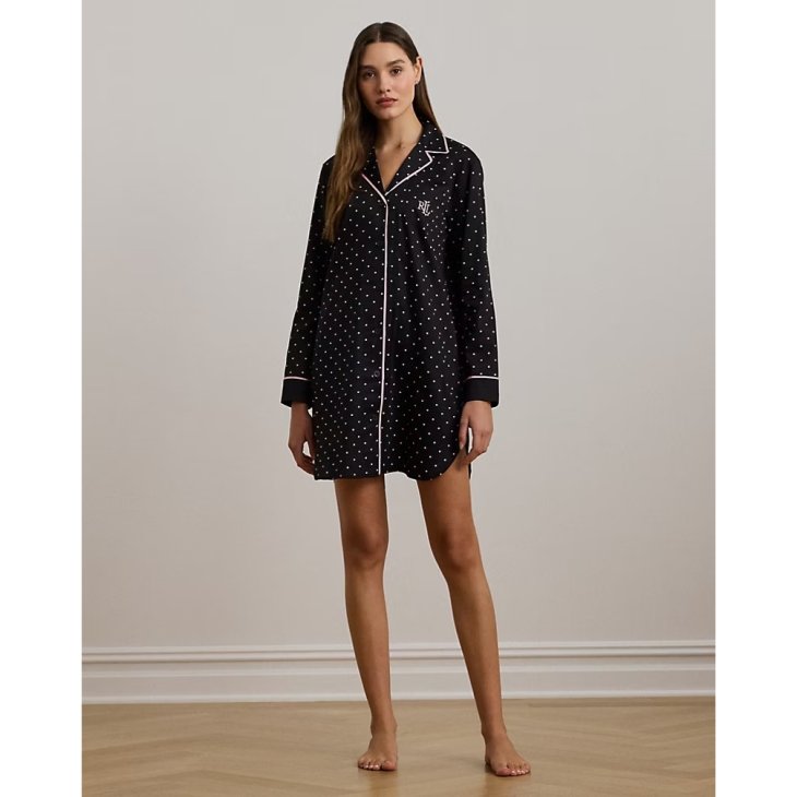 POLO RALPH LAUREN POLKA-DOT SATEEN SLEEP SHIRT