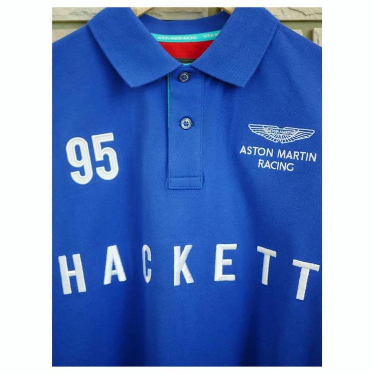 HACKETT ASTON MARTIN RACING Duo-tone cotton-blend short-sleeved polo shirt