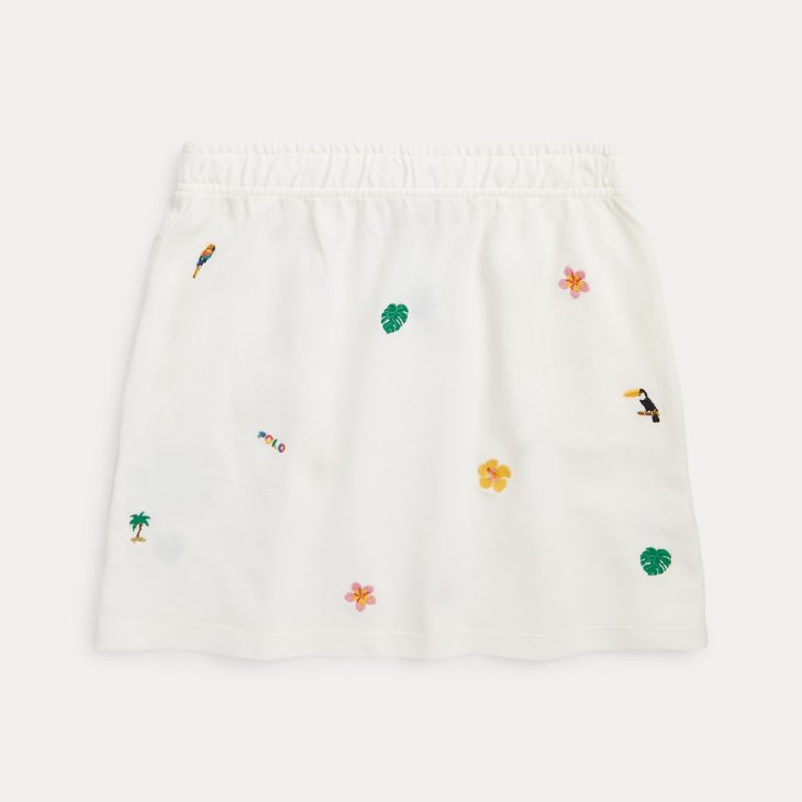 POLO RALPH LAUREN KIDS TROPICAL-EMBROIDERY MESH SKIRT