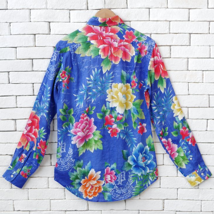 POLO RALPH LAUREN CUSTOM FIT FLORAL PRINT LINEN SHIRT