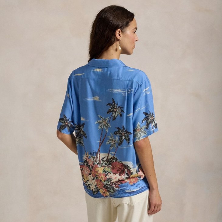 POLO RALPH LAUREN WOMEN TROPICAL-PRINT CAMP SHIRT