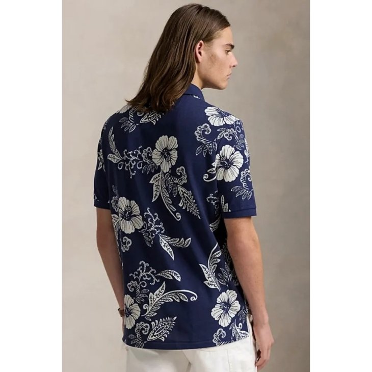 POLO RALPH LAUREN HIBISCUS-PRINT MESH POLO SHIRT