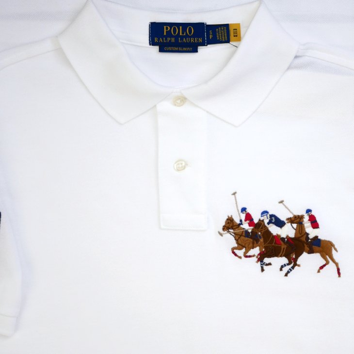 POLO RALPH LAUREN CUSTOM SLIM FIT TRIPLE PONY POLO SHIRT