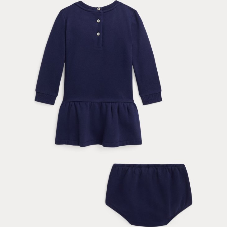 POLO RALPH LAUREN BABY POLO BEAR FLEECE DRESS & BLOOMER