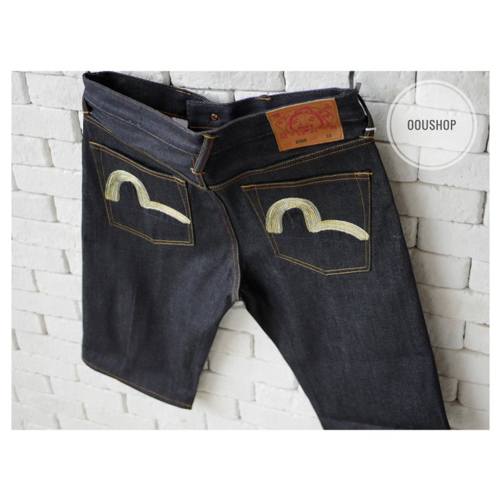 EVISU GOLD SEAGULL EMBROIDERED DENIM SHORTS