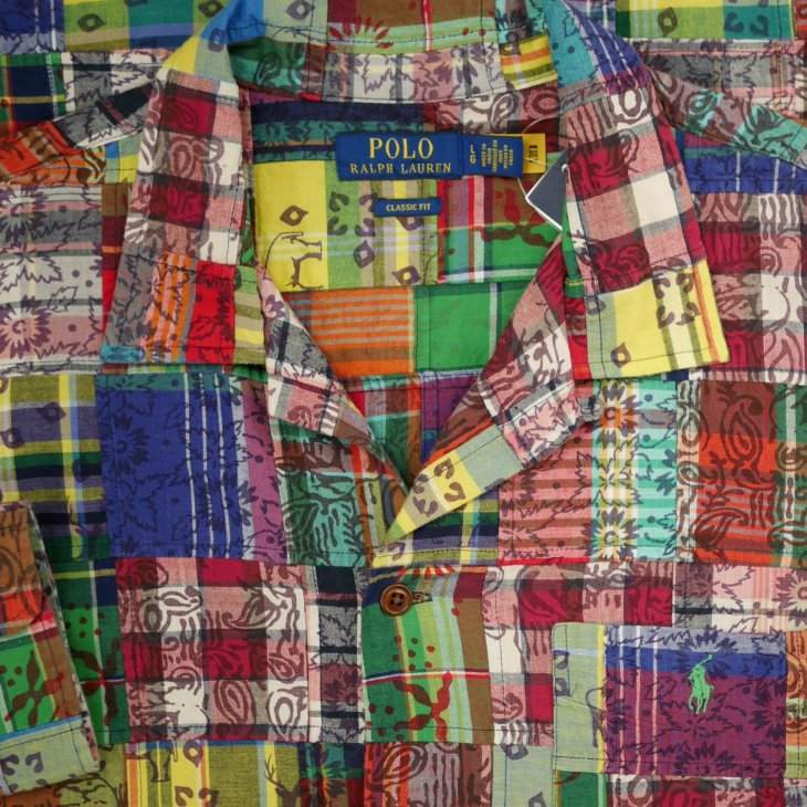 POLO RALPH LAUREN CLASSIC FIT PATCHWORK MADRAS CAMP SHIRT