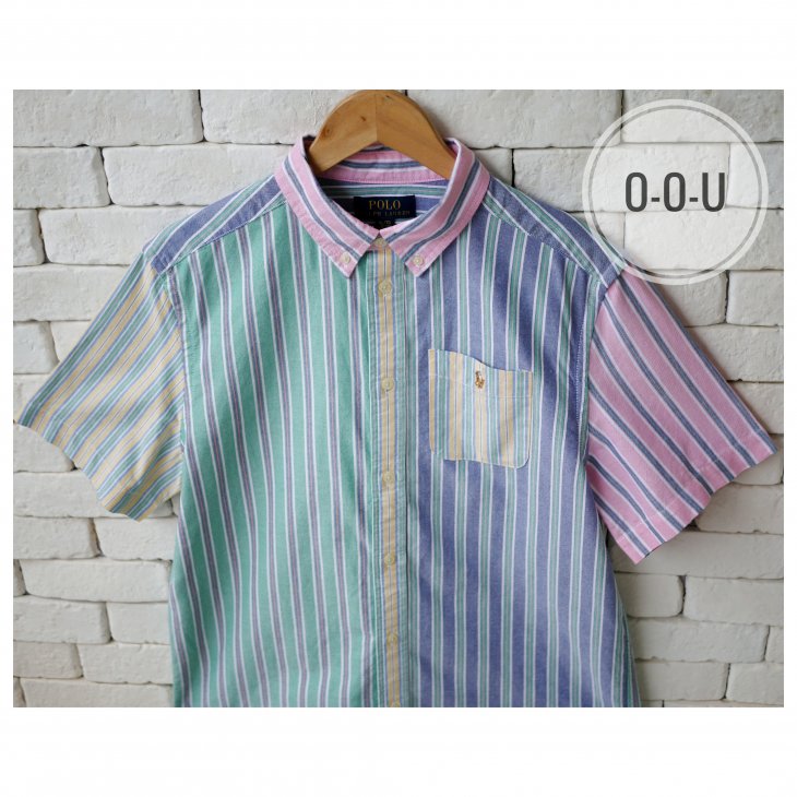 POLO RALPH LAUREN BOYS STRIPED COTTON OXFORD SHORT-SLEEVE SHIRT
