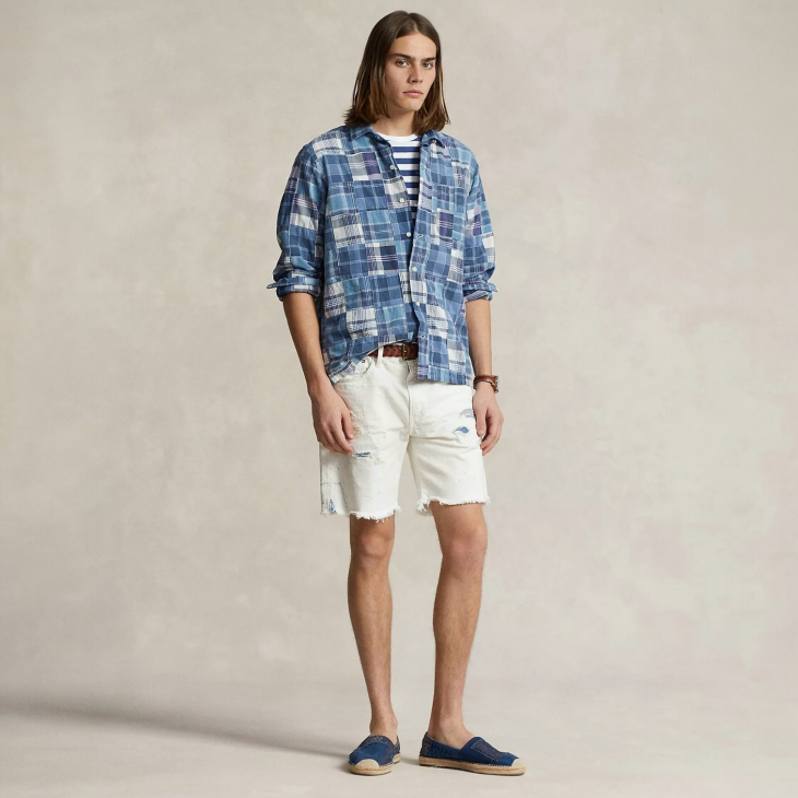 POLO RALPH LAUREN CLASSIC FIT PATCHWORK MADRAS CAMP SHIRT
