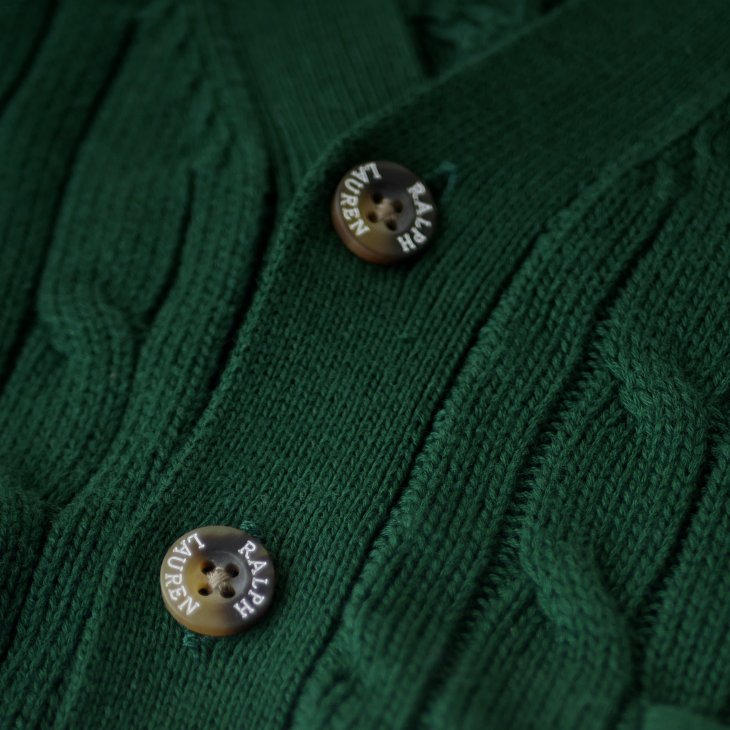 POLO RALPH LAUREN KIDS CABLE-KNIT COTTON V-NECK CARDIGAN
