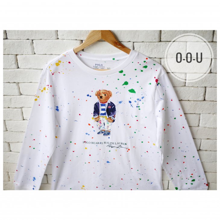 POLO RALPH LAUREN POLO BEAR BOYS PAINT SPLATTER LONG-SLEEVE T-SHIRT