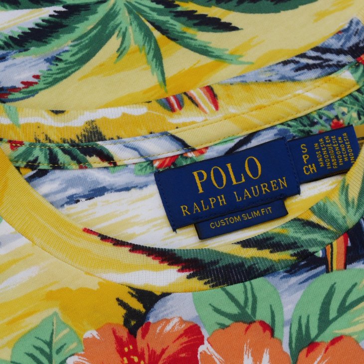 POLO RALPH LAUREN CUSTOM SLIM FIT BEACH-PRINT JERSEY T-SHIRT