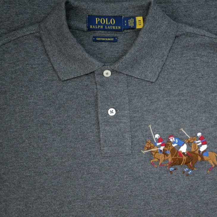 POLO RALPH LAUREN CUSTOM SLIM FIT TRIPLE PONY POLO SHIRT
