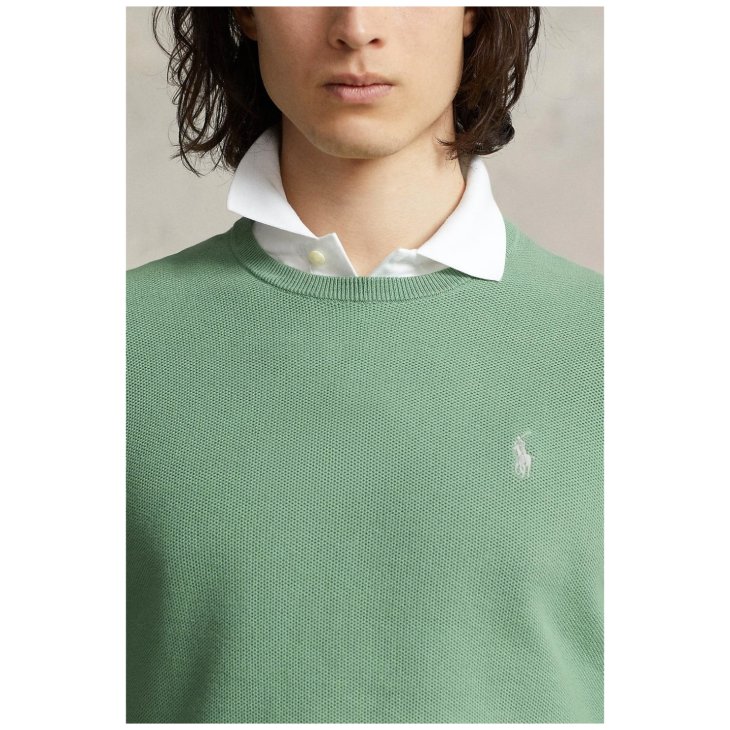 POLO RALPH LAUREN MESH KNIT COTTON CREWNECK SWEATER