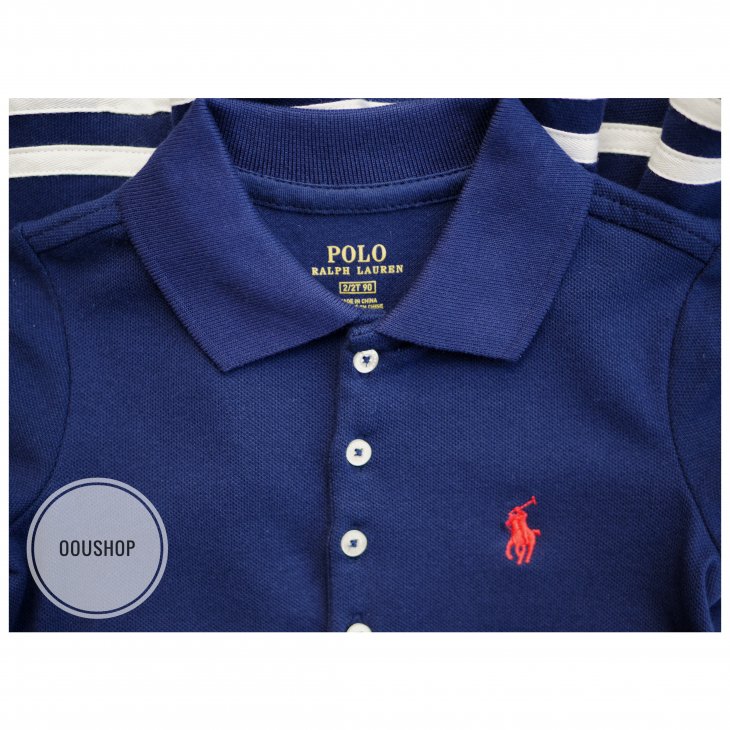 POLO RALPH LAUREN KIDS STRIPED STRETCH MESH POLO DRESS