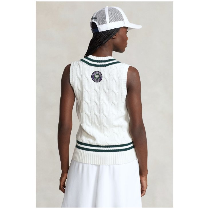 POLO RALPH LAUREN WIMBLEDON CABLE KNIT COTTON JUMPER