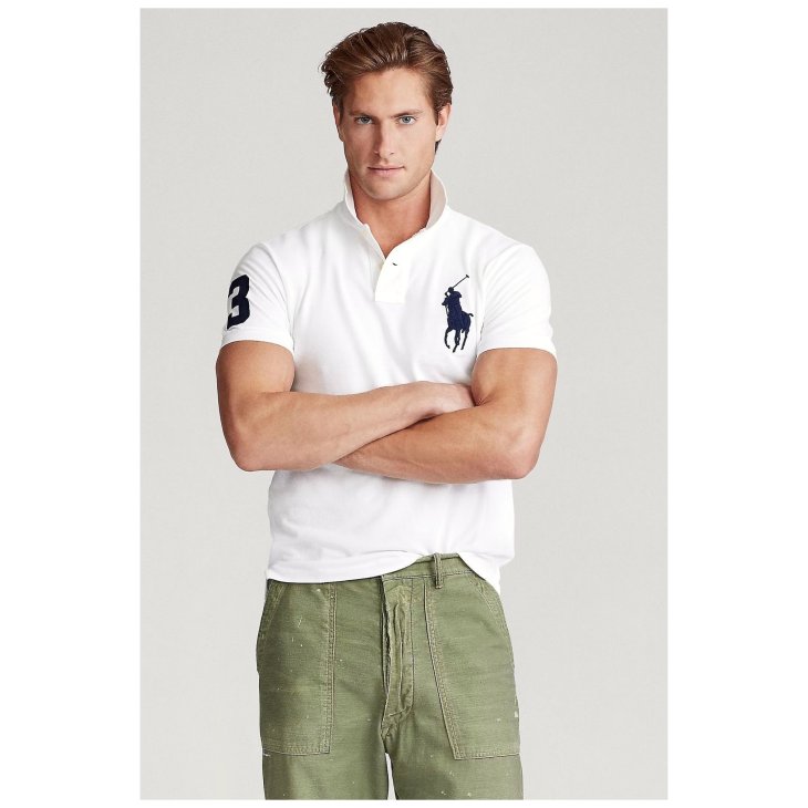 POLO RALPH LAUREN CUSTOM SLIM FIT BIG PONY MESH POLO SHIRT