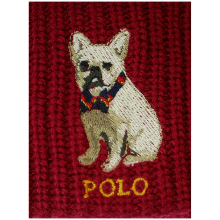 POLO RALPH LAUREN FRENCH BULLDOG EMBROIDERED KNIT BEANIE