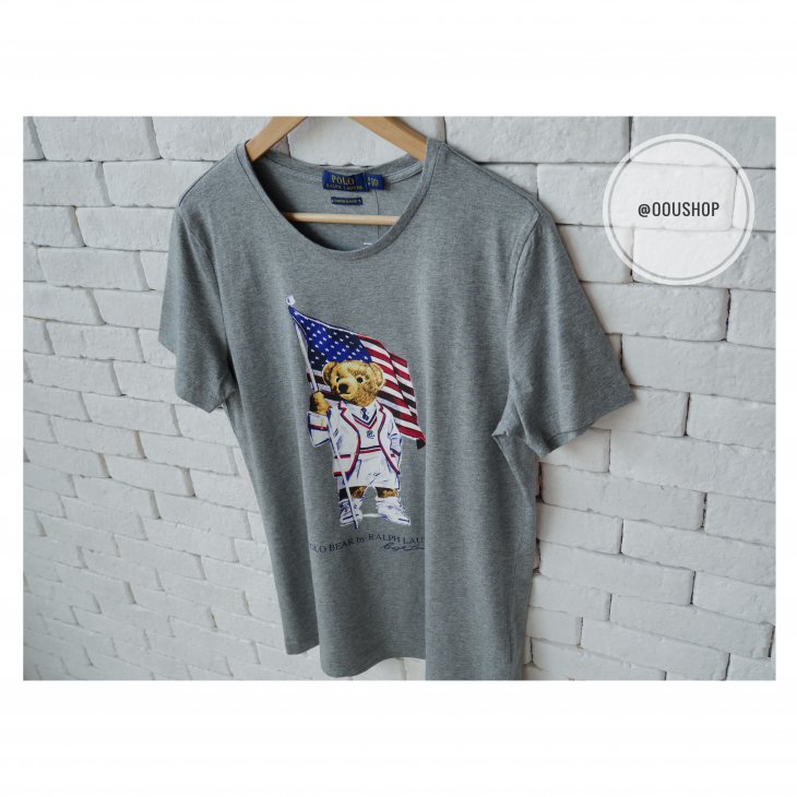POLO RALPH LAUREN FLAG BEAR COTTON T-SHIRT