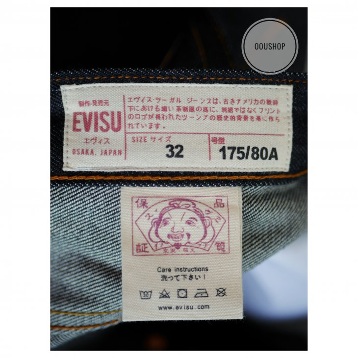EVISU GOLD SEAGULL EMBROIDERED DENIM SHORTS