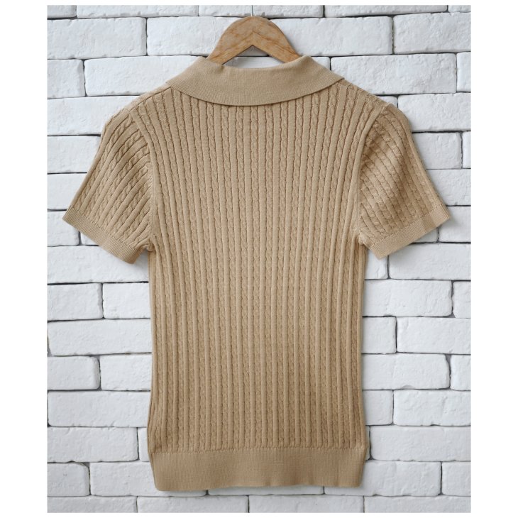 POLO RALPH LAUREN WOMEN COTTON CABLE KNIT POLO SHIRT