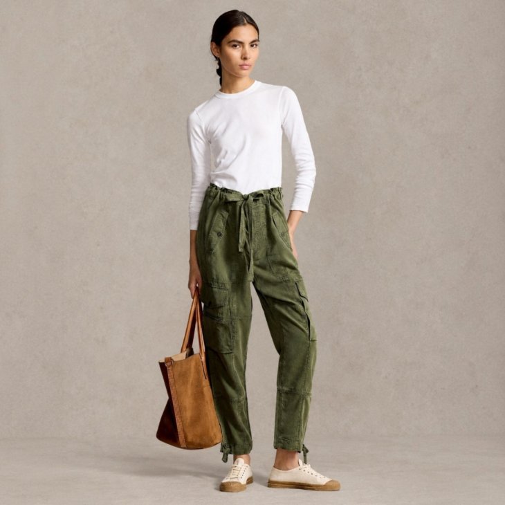 POLO RALPH LAUREN WOMEN LINEN-BLEND TWILL CARGO PANT