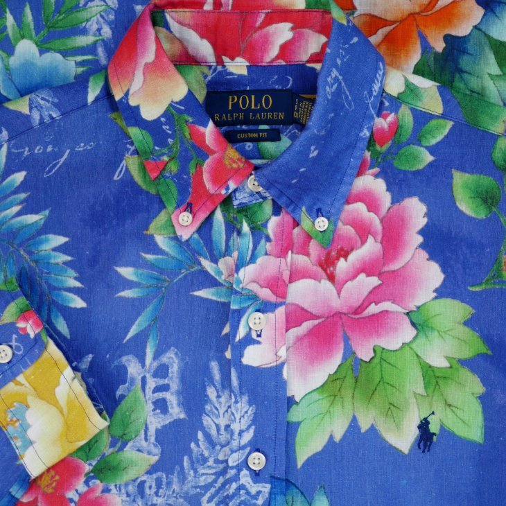 POLO RALPH LAUREN CUSTOM FIT FLORAL PRINT LINEN SHIRT