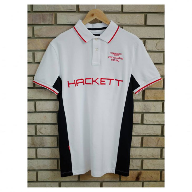 HACKETT ASTON MARTIN RACING Duo-tone cotton-blend short-sleeved polo shirt