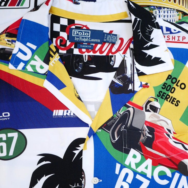 POLO RALPH LAUREN CLASSIC FIT RACING-PRINT CAMP SHIRT