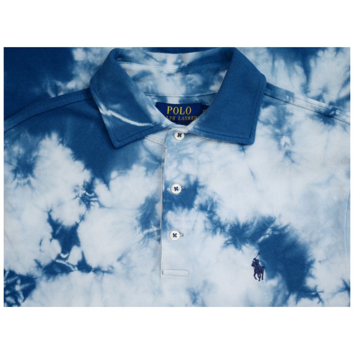 POLO RALPH LAUREN CUSTOM SLIM FIT INDIGO TIE-DYE POLO SHIRT