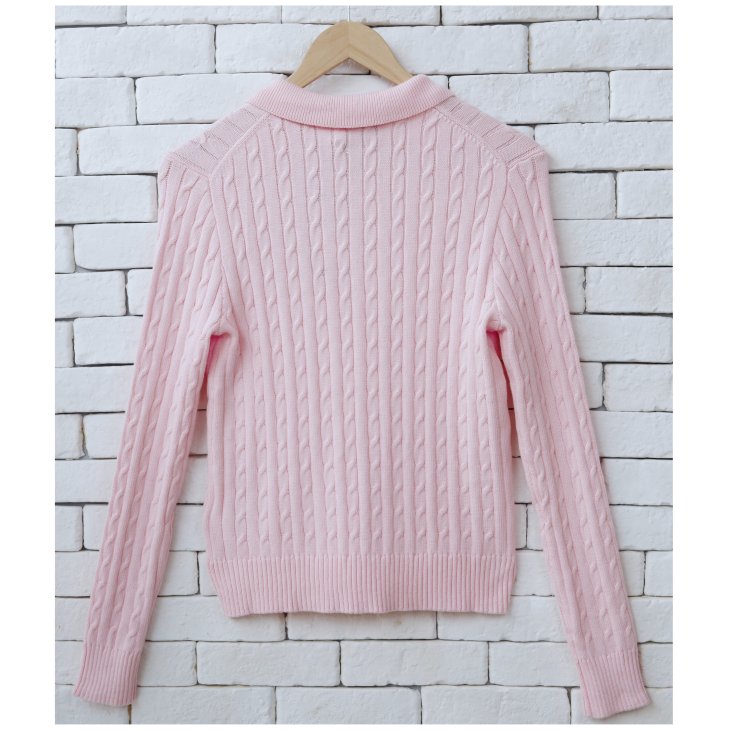 POLO RALPH LAUREN CABLE KNIT COTTON POLO CARDIGAN