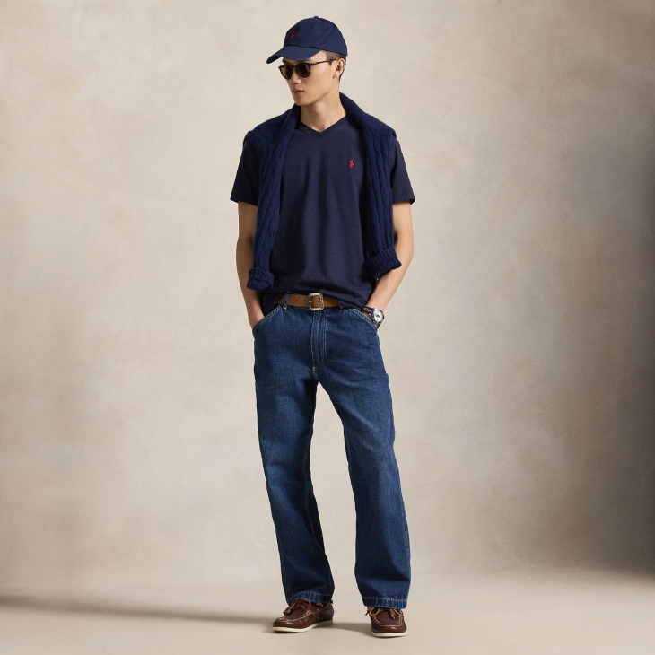 POLO RALPH LAUREN CUSTOM SLIM FIT JERSEY V-NECK T-SHIRT