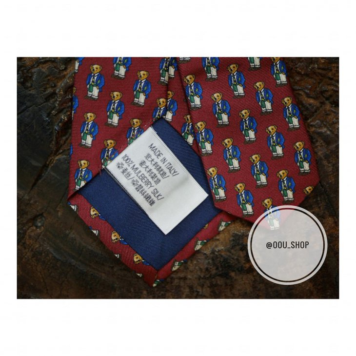 POLO RALPH LAUREN BEAR SILK NARROW TIE