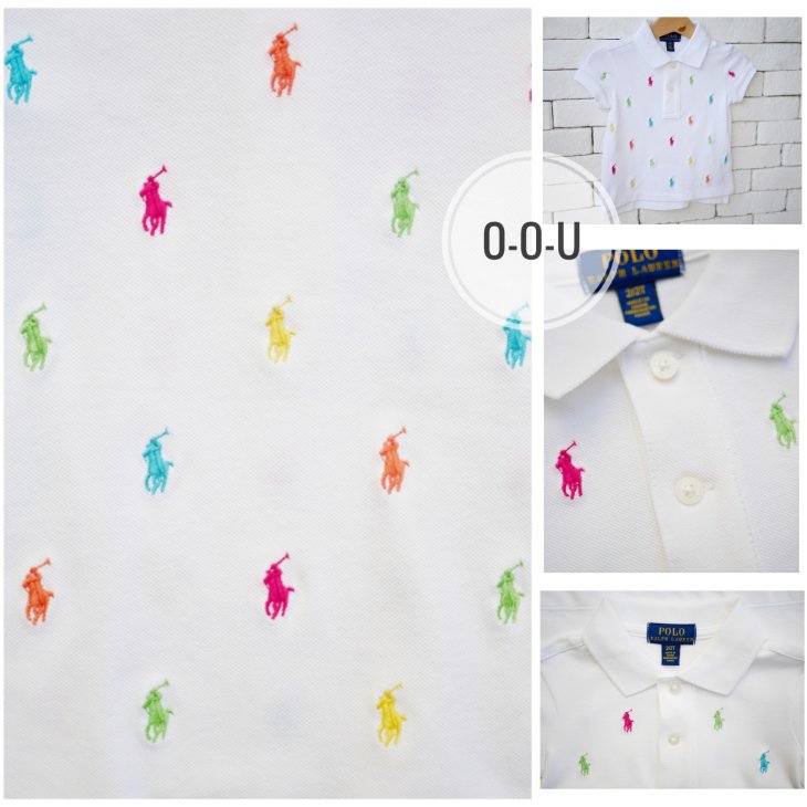 POLO RALPH LAUREN ALLOVER PONY KIDS COTTON MESH POLO SHIRT