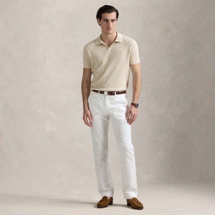 POLO RALPH LAUREN TEXTURED COTTON-LINEN SWEATER