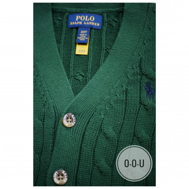 POLO RALPH LAUREN KIDS CABLE-KNIT COTTON V-NECK CARDIGAN