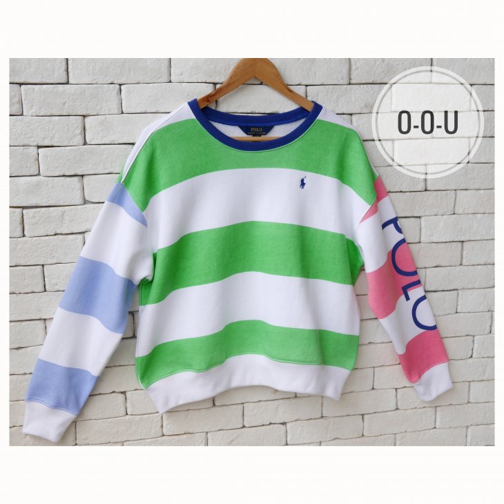 POLO RALPH LAUREN GIRLS STRIPED FLEECE SWEATSHIRT